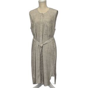 Gap Designed & Crafted Sleeveless Midi Shirt Dress Geometric Print Gray L NWT